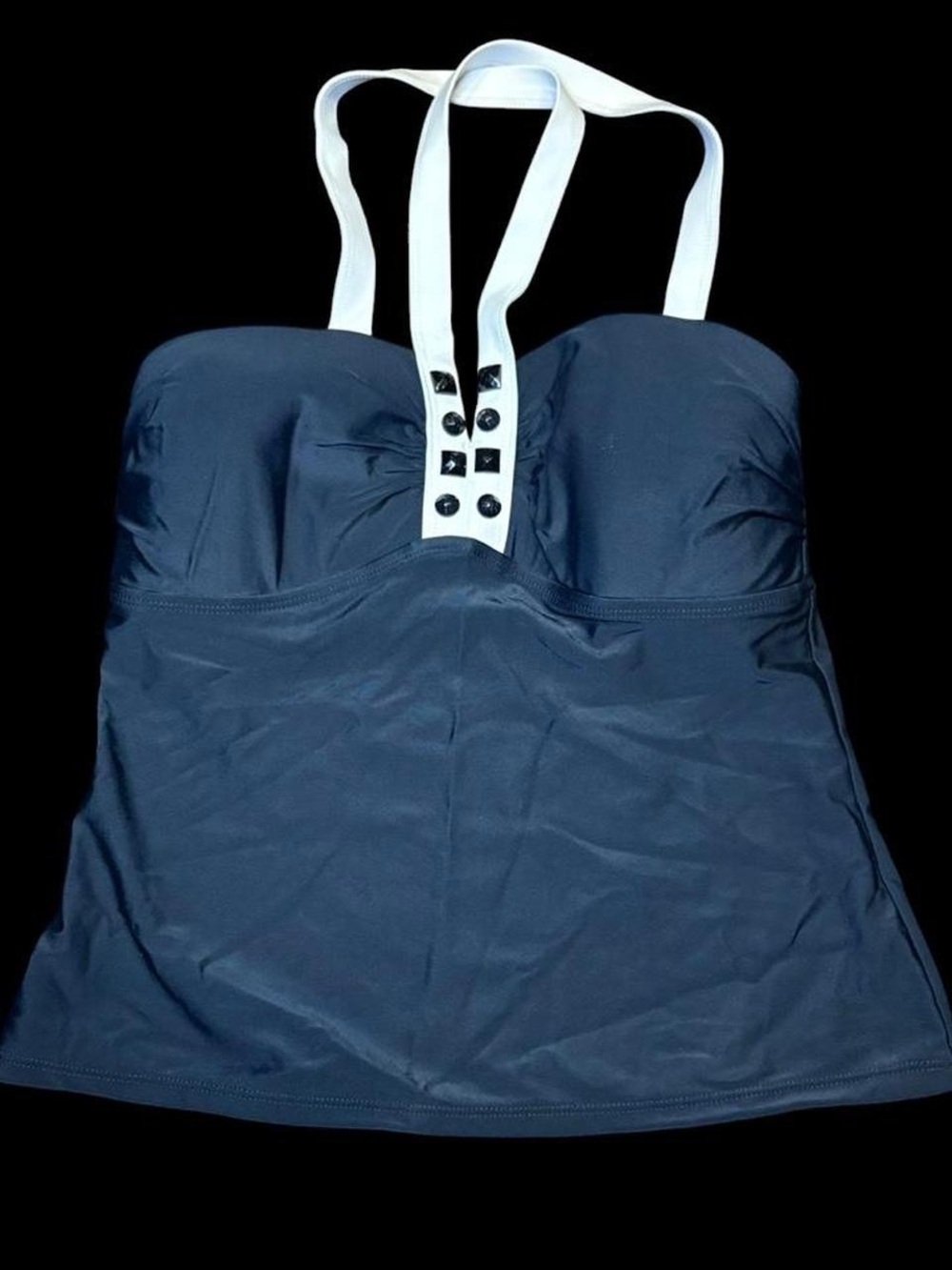 Collections Black and White Halter Swim Top